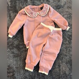 Cynthia Rowley Pink Floral Embroidered Baby Outfit